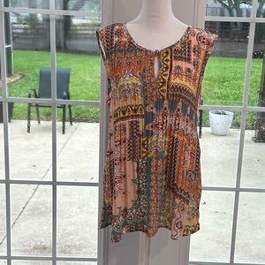 Melissa Paige Womens Paisley Print Blouse Size Large